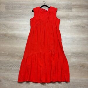 Nine West Sleeveless Gauze Maxi Dress‎ Women's XXL Color Orange/Red